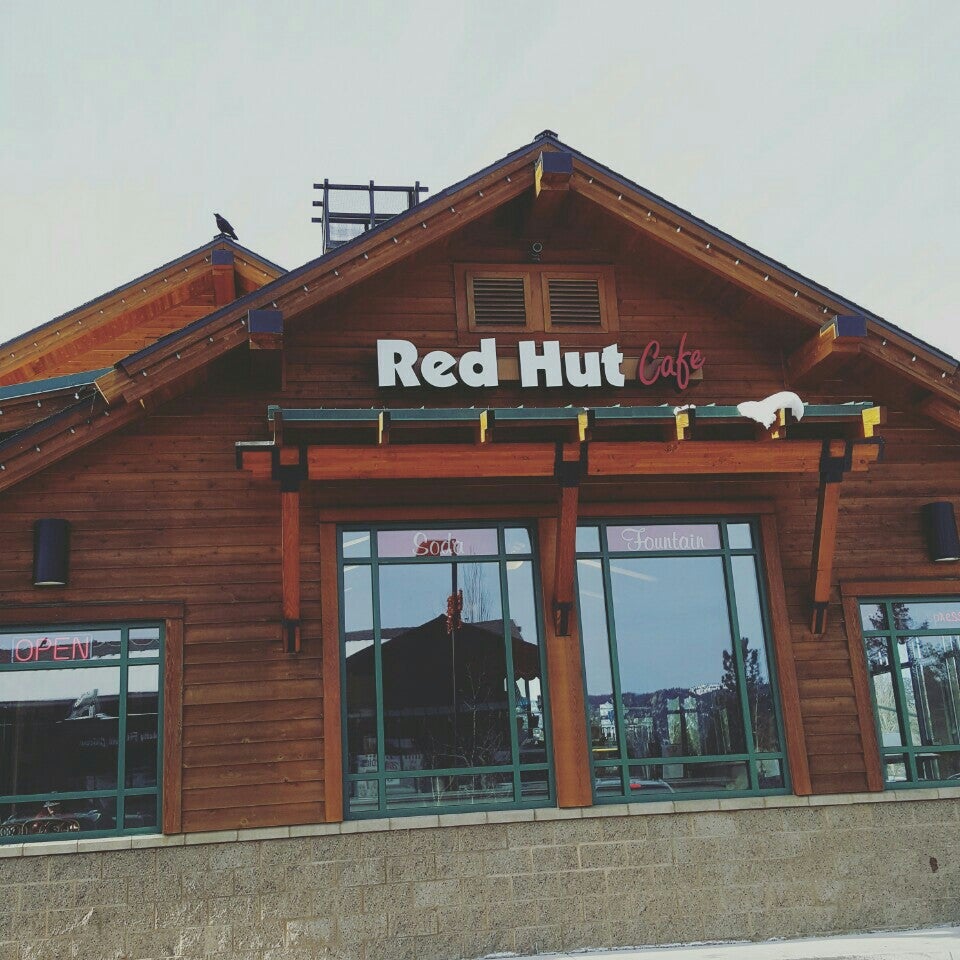 Exterior view of The Red Hut Cafe in Lake Tahoe showing its rustic charm and welcoming ambiance